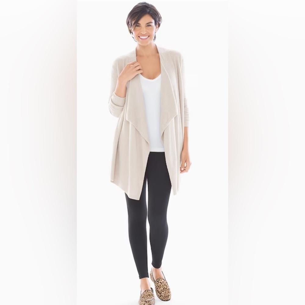 NWT Barefoot Dreams Bamboo Chic Lite Calypso Wrap Plus Cardigan in Stone 3x